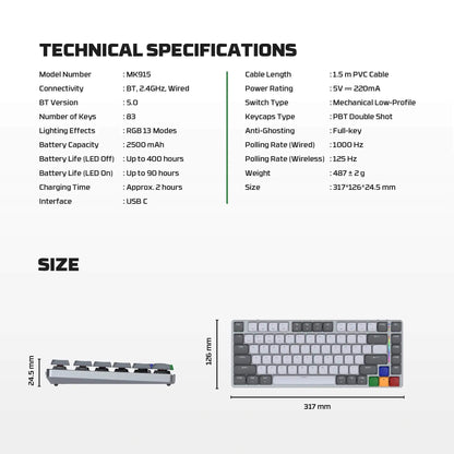 FANTECH SUPER MAXFIT AIR83 MK915 75% Low Profile Wireless Mechanical Keyboard