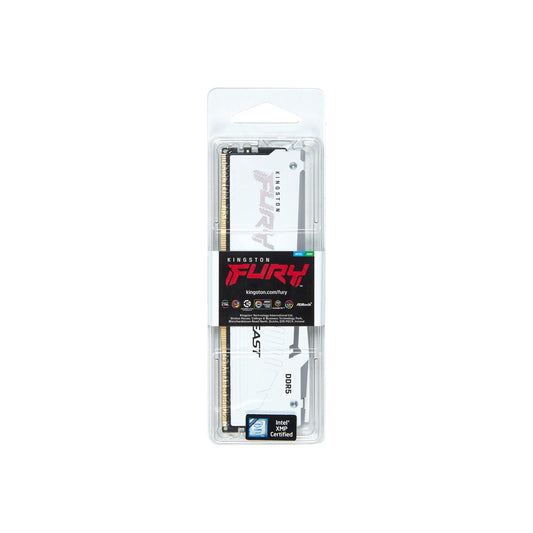 KingSton Fury Beast RGB Single 32GB DDR5 6000MT/s-CL30 Desktop Memory (White)