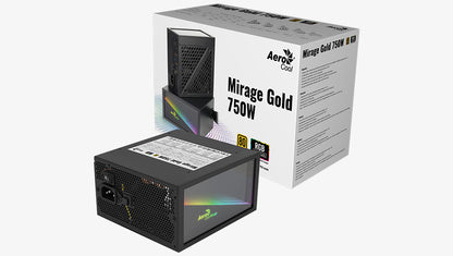 AeroCool Mirage Gold 750W (ARGB) 80 Plus Gold Fully Modular Up To 90%+ Efficiency, Stylish High-performance Power Supply w/ Infinity Mirror Design
