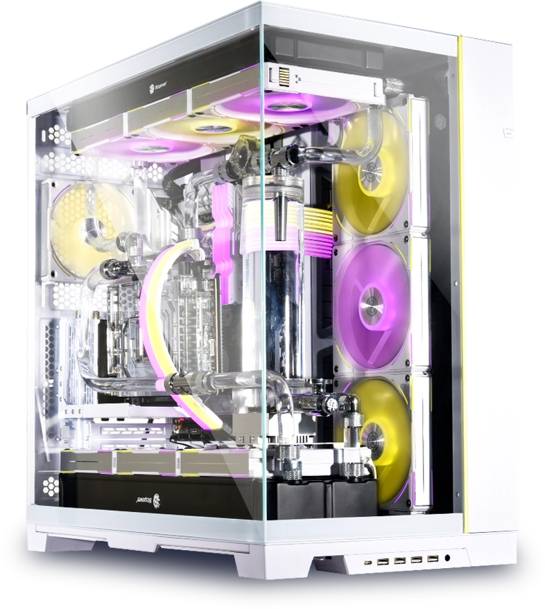 Lian Li O11 Dynamic EVO XL (White) Full Tower 2 Sided Tempered Glass Gaming Case w/ Reversable Chassis Mode , Dual Chamber & Side ARGB Strip, Up To 7 Drives Capacity & 420mm Radiator Support