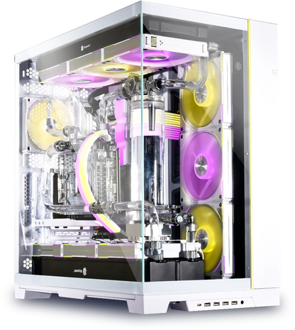 Lian Li O11 Dynamic EVO XL (White) Full Tower 2 Sided Tempered Glass Gaming Case w/ Reversable Chassis Mode , Dual Chamber & Side ARGB Strip, Up To 7 Drives Capacity & 420mm Radiator Support