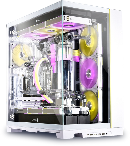 Lian Li O11 Dynamic EVO XL (White) Full Tower 2 Sided Tempered Glass Gaming Case w/ Reversable Chassis Mode , Dual Chamber & Side ARGB Strip, Up To 7 Drives Capacity & 420mm Radiator Support