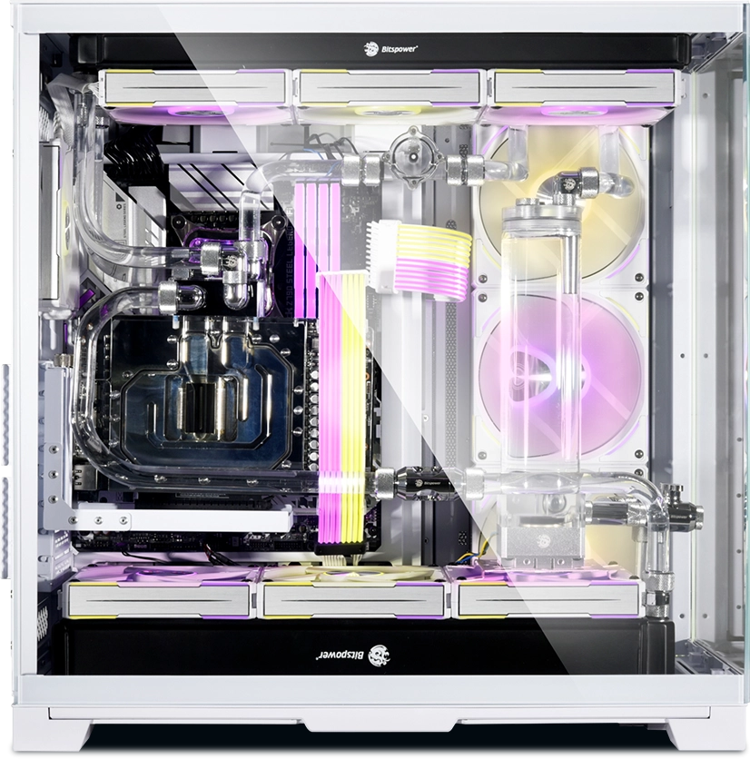 Lian Li O11 Dynamic EVO XL (White) Full Tower 2 Sided Tempered Glass Gaming Case w/ Reversable Chassis Mode , Dual Chamber & Side ARGB Strip, Up To 7 Drives Capacity & 420mm Radiator Support