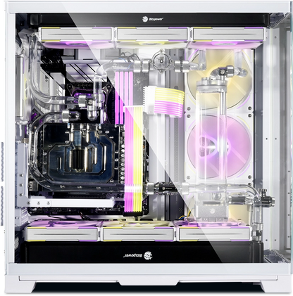 Lian Li O11 Dynamic EVO XL (White) Full Tower 2 Sided Tempered Glass Gaming Case w/ Reversable Chassis Mode , Dual Chamber & Side ARGB Strip, Up To 7 Drives Capacity & 420mm Radiator Support