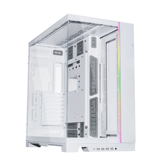 Lian Li O11 Dynamic EVO XL (White) Full Tower 2 Sided Tempered Glass Gaming Case w/ Reversable Chassis Mode , Dual Chamber & Side ARGB Strip, Up To 7 Drives Capacity & 420mm Radiator Support