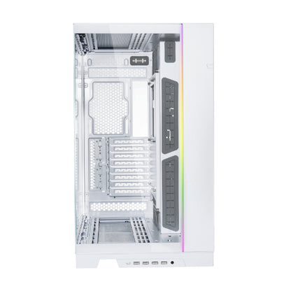 Lian Li O11 Dynamic EVO XL (White) Full Tower 2 Sided Tempered Glass Gaming Case w/ Reversable Chassis Mode , Dual Chamber & Side ARGB Strip, Up To 7 Drives Capacity & 420mm Radiator Support