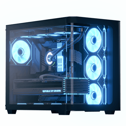 AeroCool P500C (Black) ARGB Stylish w/ Panoramic View & Dual Chamber ATX Mid Tower Tempered Glass Gaming Case w/ 4 ARGB Mirage infinity Mirror Fans (3x120mm Side Reverse-Blade + 1x120mm Rear)