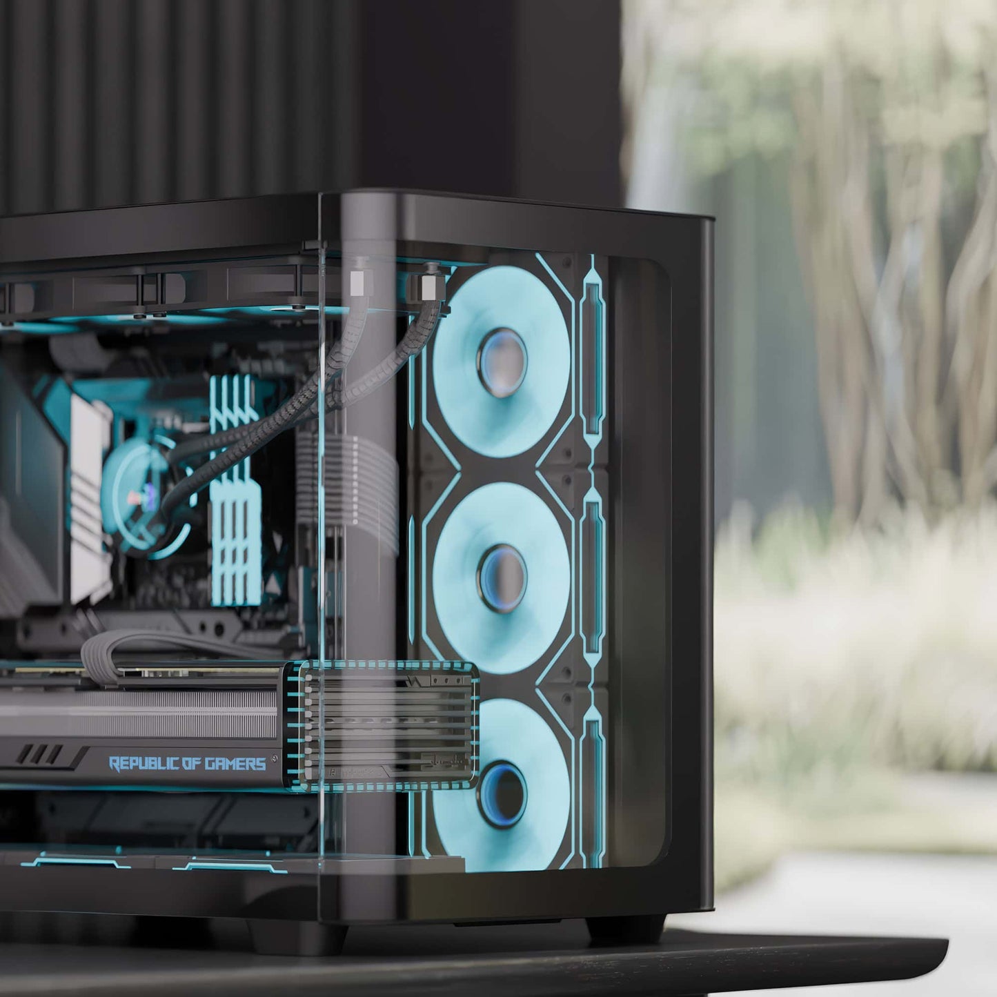 AeroCool P500C (Black) ARGB Stylish w/ Panoramic View & Dual Chamber ATX Mid Tower Tempered Glass Gaming Case w/ 4 ARGB Mirage infinity Mirror Fans (3x120mm Side Reverse-Blade + 1x120mm Rear)