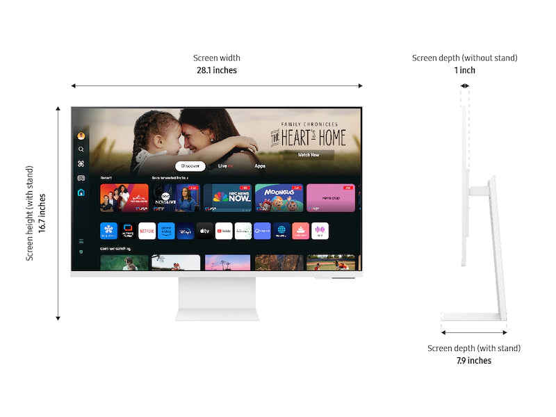 Samsung M8 (DM801) Smart 32" 4K UHD, Tizen™ OS Flat Business Monitor, VA, 60Hz, 4ms(GTG), HDR10+, 99% sRGB, USB Type-C w/ Cam, Speakers, Remote Control & Ergonomic Stand - White