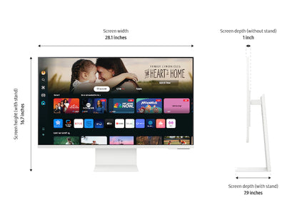 Samsung M8 (DM801) Smart 32" 4K UHD, Tizen™ OS Flat Business Monitor, VA, 60Hz, 4ms(GTG), HDR10+, 99% sRGB, USB Type-C w/ Cam, Speakers, Remote Control & Ergonomic Stand - White
