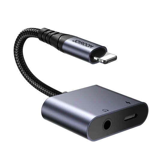 JOYROOM SY-L01 Audio-Transfer Series 2-in-1 Audio Adapter (Lightning to 3.5mm+Lightning)-Black (Call Version)