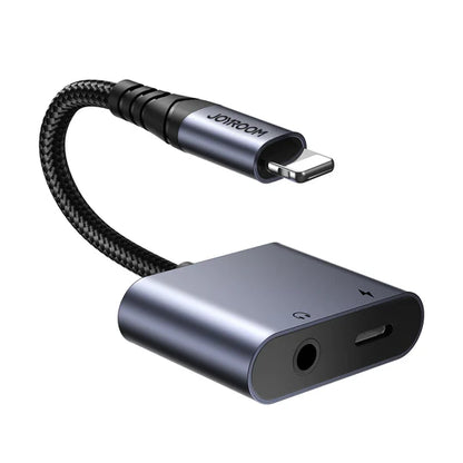 JOYROOM SY-L01 Audio-Transfer Series 2-in-1 Audio Adapter (Lightning to 3.5mm+Lightning)-Black (Call Version)