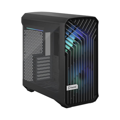 Fractal Design Torrent Compact (Black RGB TG Light Tint) Mid-Tower Tempered Glass RGB Gaming Case w/ Type-C & (Front) 2 x Prisma 180 mm