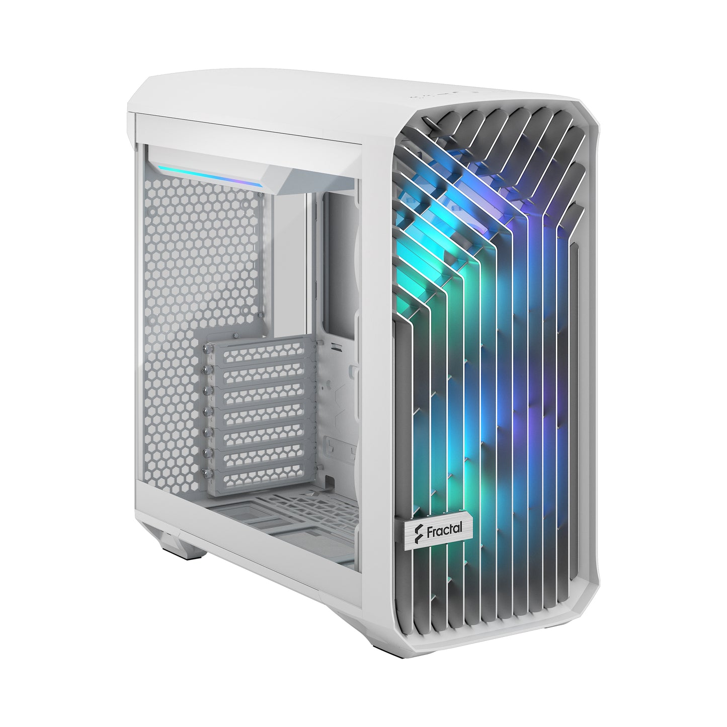 Fractal Design Torrent Compact (White RGB TG Light Tint) Mid-Tower Tempered Glass RGB Gaming Case w/ Type-C & (Front) 2 x Prisma 180 mm