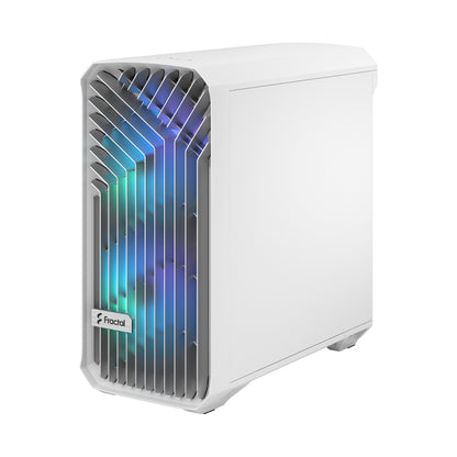 Fractal Design Torrent Compact (White RGB TG Light Tint) Mid-Tower Tempered Glass RGB Gaming Case w/ Type-C & (Front) 2 x Prisma 180 mm