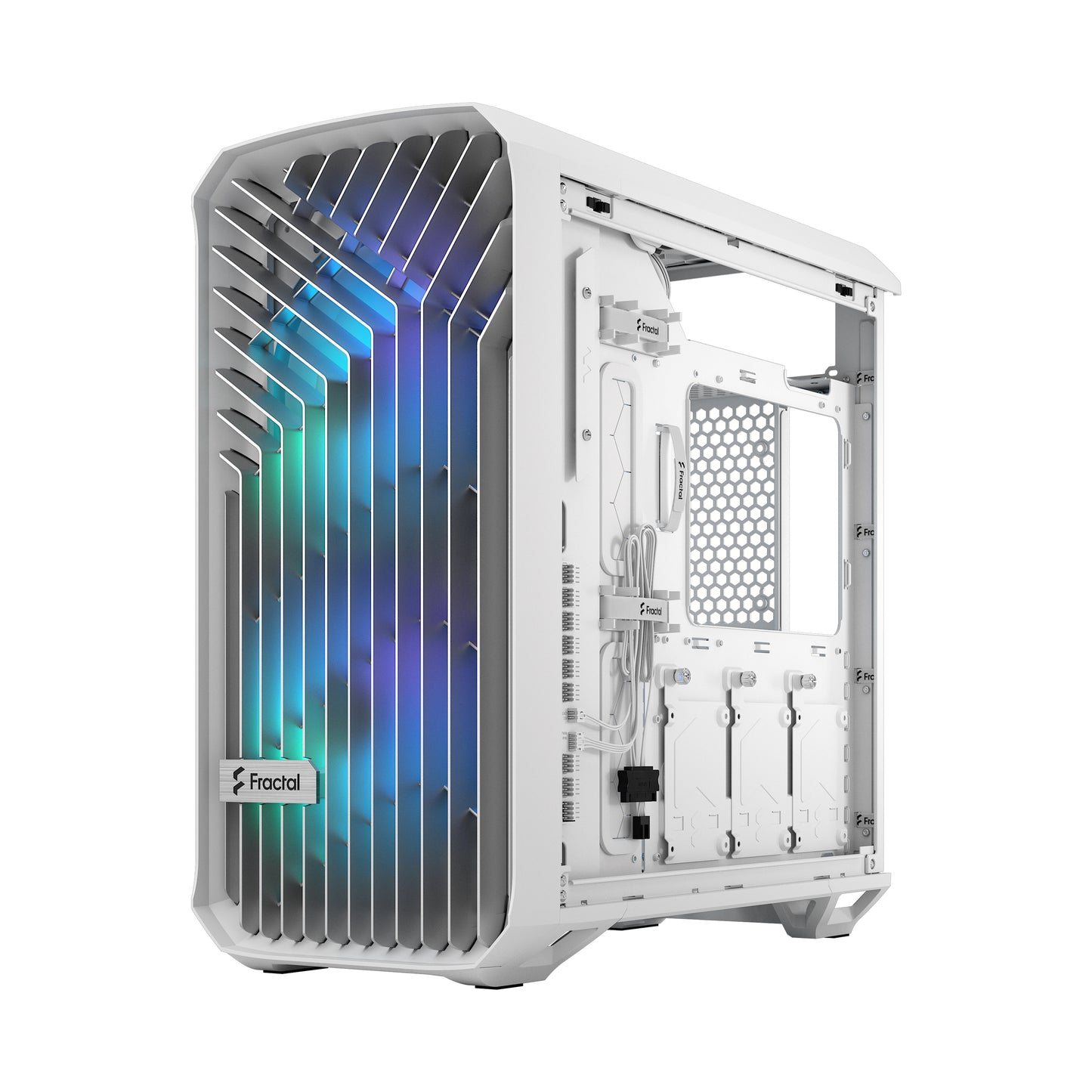 Fractal Design Torrent Compact (White RGB TG Light Tint) Mid-Tower Tempered Glass RGB Gaming Case w/ Type-C & (Front) 2 x Prisma 180 mm