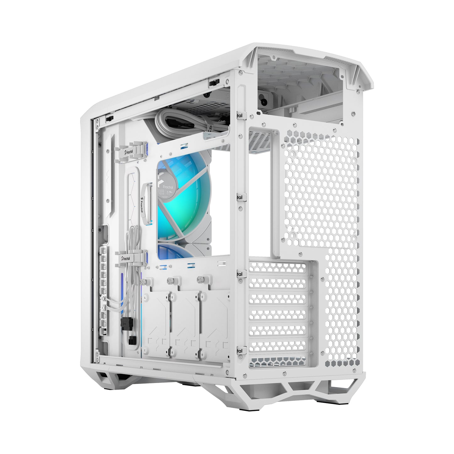 Fractal Design Torrent Compact (White RGB TG Light Tint) Mid-Tower Tempered Glass RGB Gaming Case w/ Type-C & (Front) 2 x Prisma 180 mm