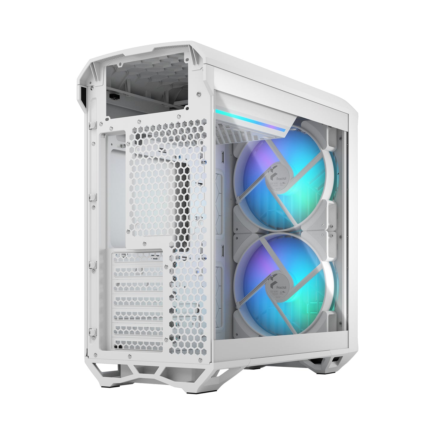 Fractal Design Torrent Compact (White RGB TG Light Tint) Mid-Tower Tempered Glass RGB Gaming Case w/ Type-C & (Front) 2 x Prisma 180 mm