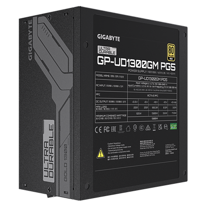 GIGABYTE UD1300GM PG5 1300W (ATX 3.0) PCIE 5.0 (12VHPWR) 80 Plus Gold Full Modular Power Supply
