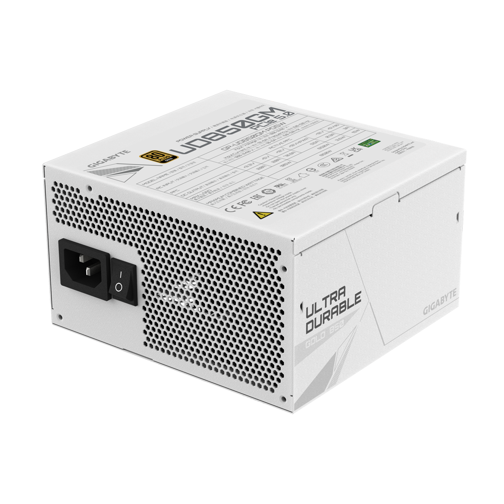 GIGABYTE UD850GM PG5 850W (ATX 3.0) PCIE 5.0 (12VHPWR) 80 Plus Gold Full Modular Power Supply (White Edition)