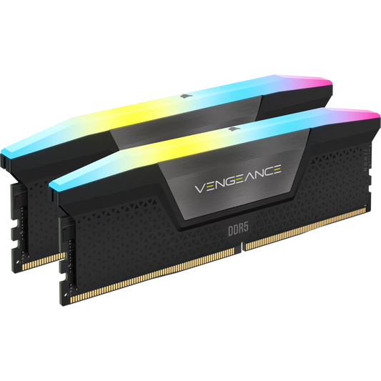 CORSAIR VENGEANCE RGB 32GB (2x16GB) DDR5 RAM 6400MT/s CL32 Memory Kit — Black