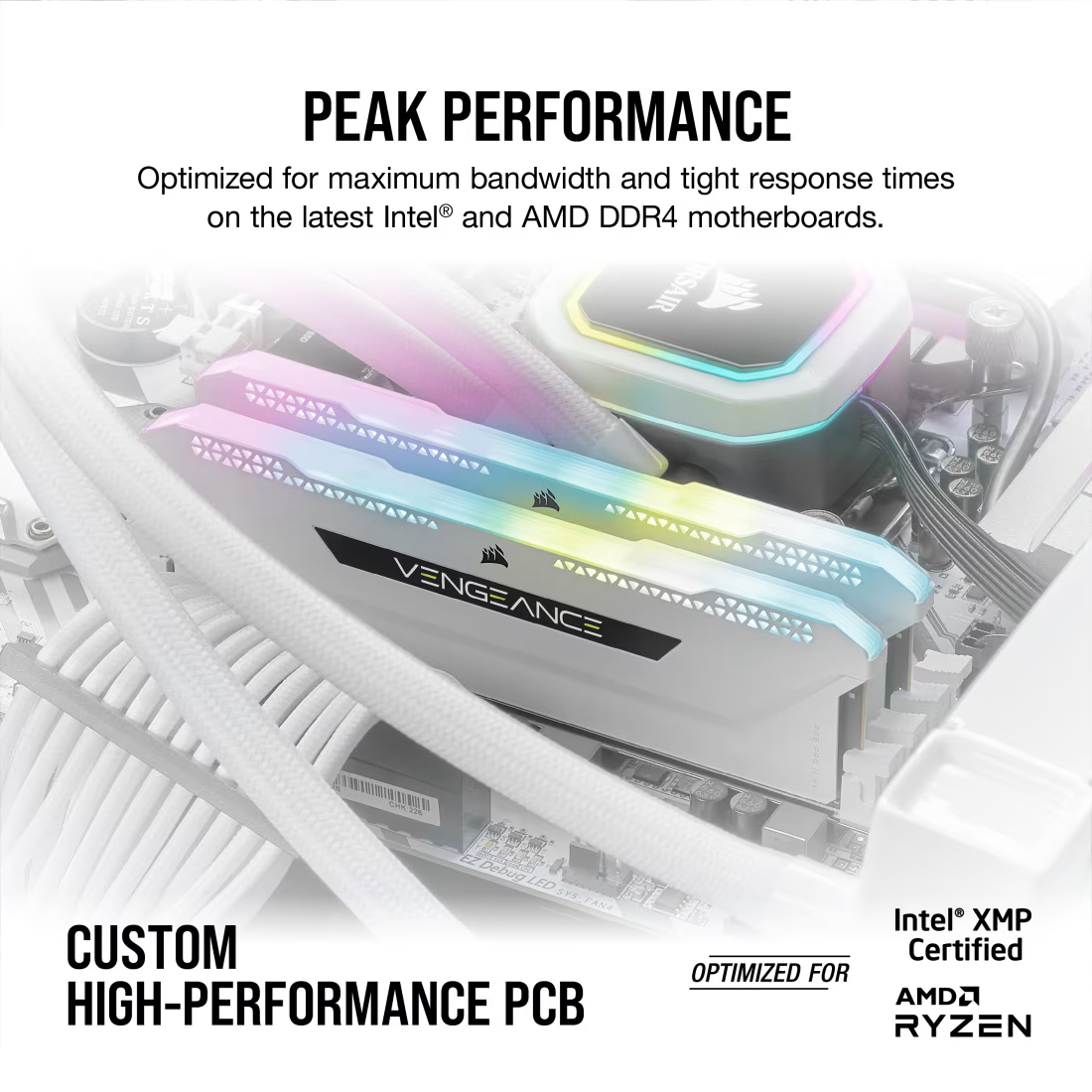 CORSAIR VENGEANCE RGB PRO SL 16GB (2x8GB) DDR4 RAM 3200MHz CL16 Memory Kit — White