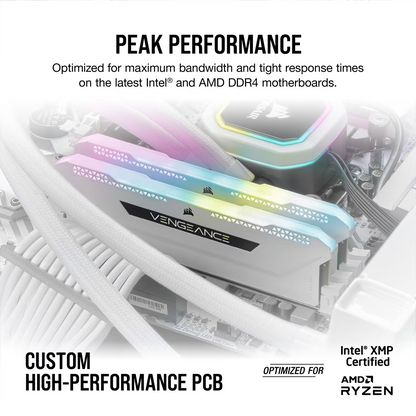 CORSAIR VENGEANCE RGB PRO SL 16GB (2x8GB) DDR4 RAM 3200MHz CL16 Memory Kit — White