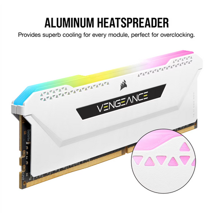 CORSAIR VENGEANCE RGB PRO SL 16GB (2x8GB) DDR4 RAM 3200MHz CL16 Memory Kit — White