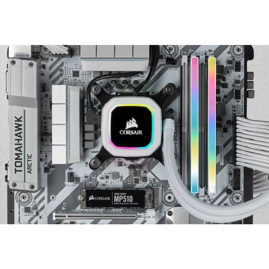 CORSAIR VENGEANCE RGB PRO SL 32GB (2x16GB) DDR4 RAM 3200MHz CL16 Memory Kit — White