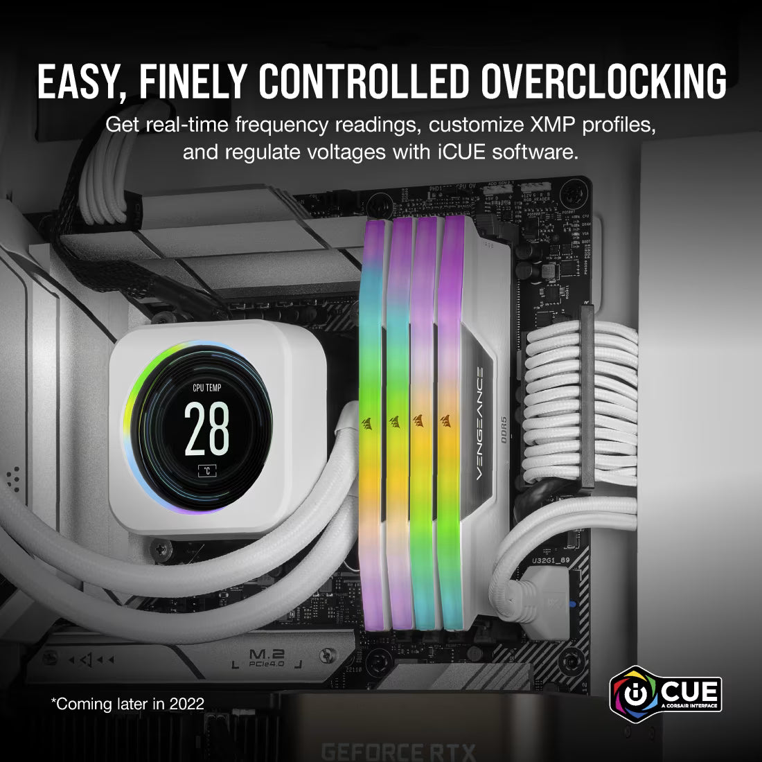 CORSAIR VENGEANCE RGB 64GB (2x32GB) DDR5 RAM 6000MT/s CL30 Memory Kit — White