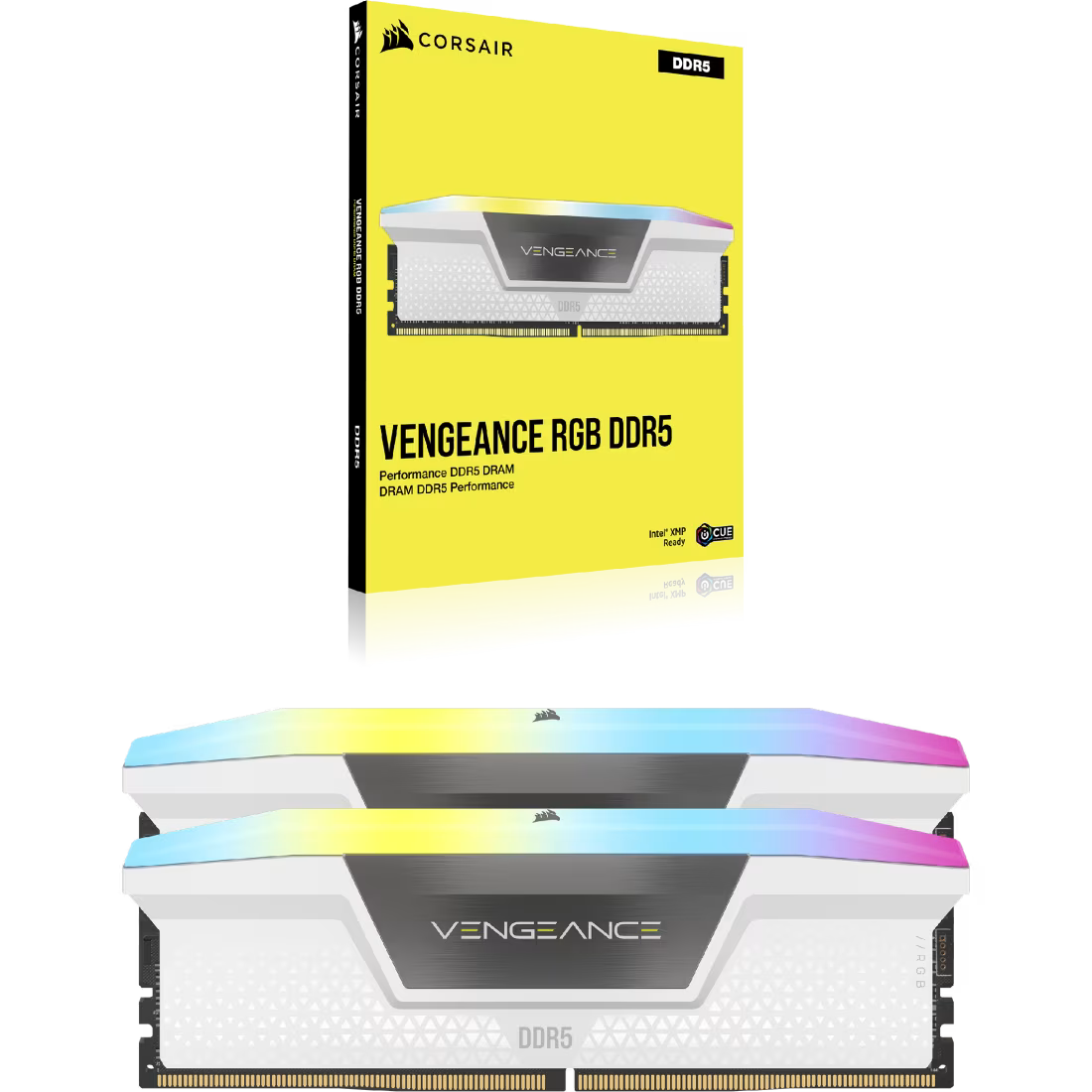 CORSAIR VENGEANCE RGB 32GB (2x16GB) DDR5 RAM 6400MT/s CL32 Memory Kit — White