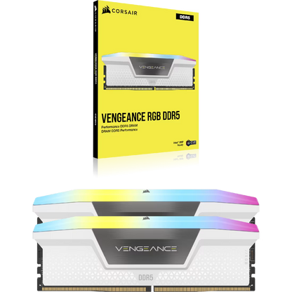 CORSAIR VENGEANCE RGB 32GB (2x16GB) DDR5 RAM 6400MT/s CL32 Memory Kit — White