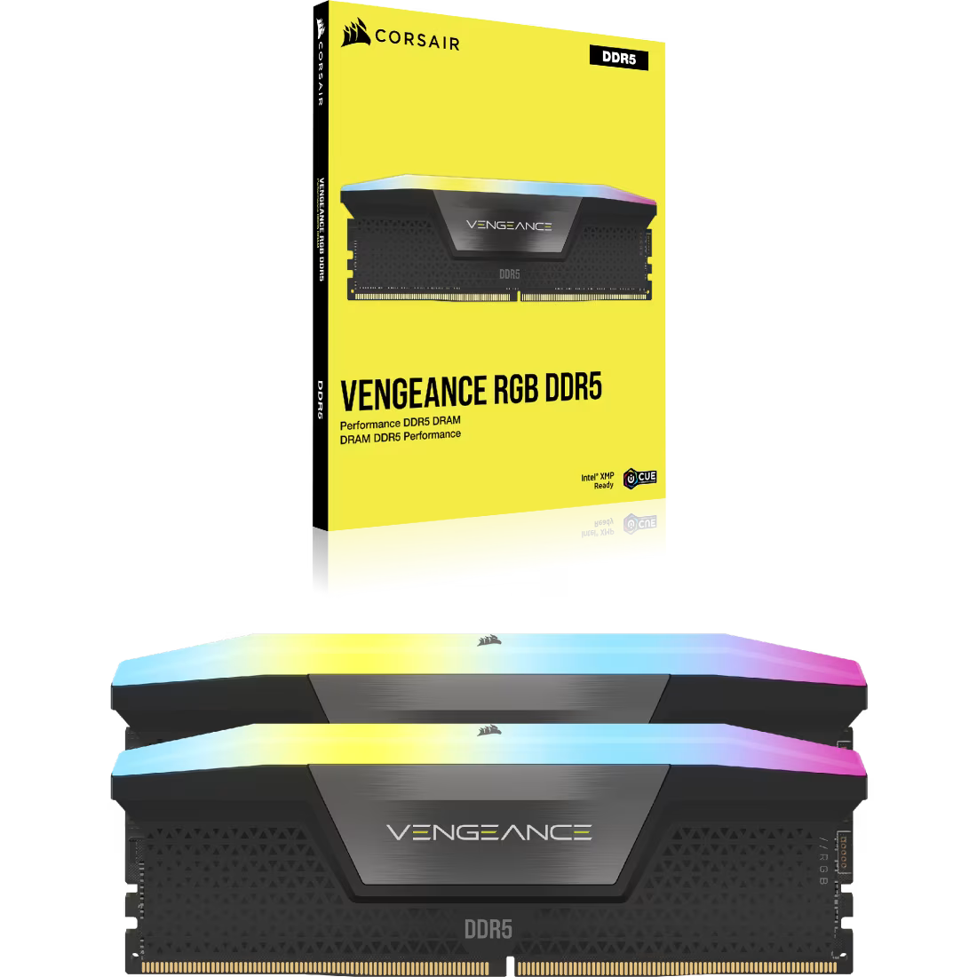 CORSAIR VENGEANCE RGB 32GB (2x16GB) DDR5 RAM 7200MT/s CL34 Memory Kit — Black