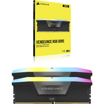 CORSAIR VENGEANCE RGB 32GB (2x16GB) DDR5 RAM 7200MT/s CL34 Memory Kit — Black