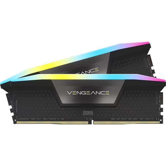 CORSAIR VENGEANCE RGB 32GB (2x16GB) DDR5 RAM 6400MT/s CL32 Memory Kit — Black
