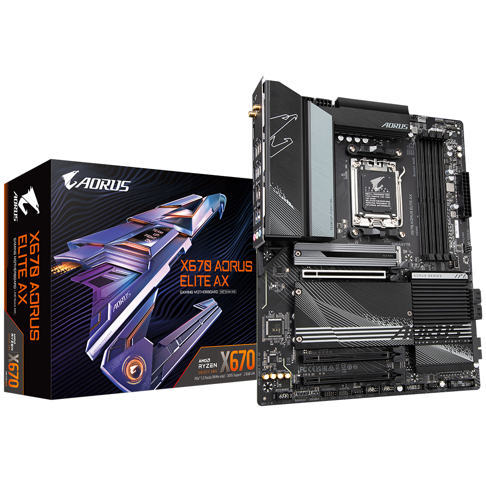 GIGABYTE X670 AORUS ELITE AX (WiFi 6E) AMD RYZEN 7000 Series AM5/DDR5/PCIe 5.0/4xM.2 - ATX Gaming MotherBoard