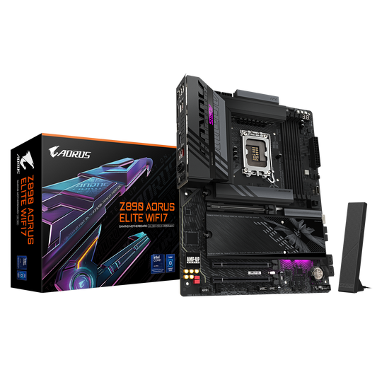 GIGABYTE Z890 AORUS ELITE WIFI7, Intel Core Ultra (Series 2), LGA 1851/DDR5/PCIe 5.0/4xM.2 - ATX Gaming MotherBoard
