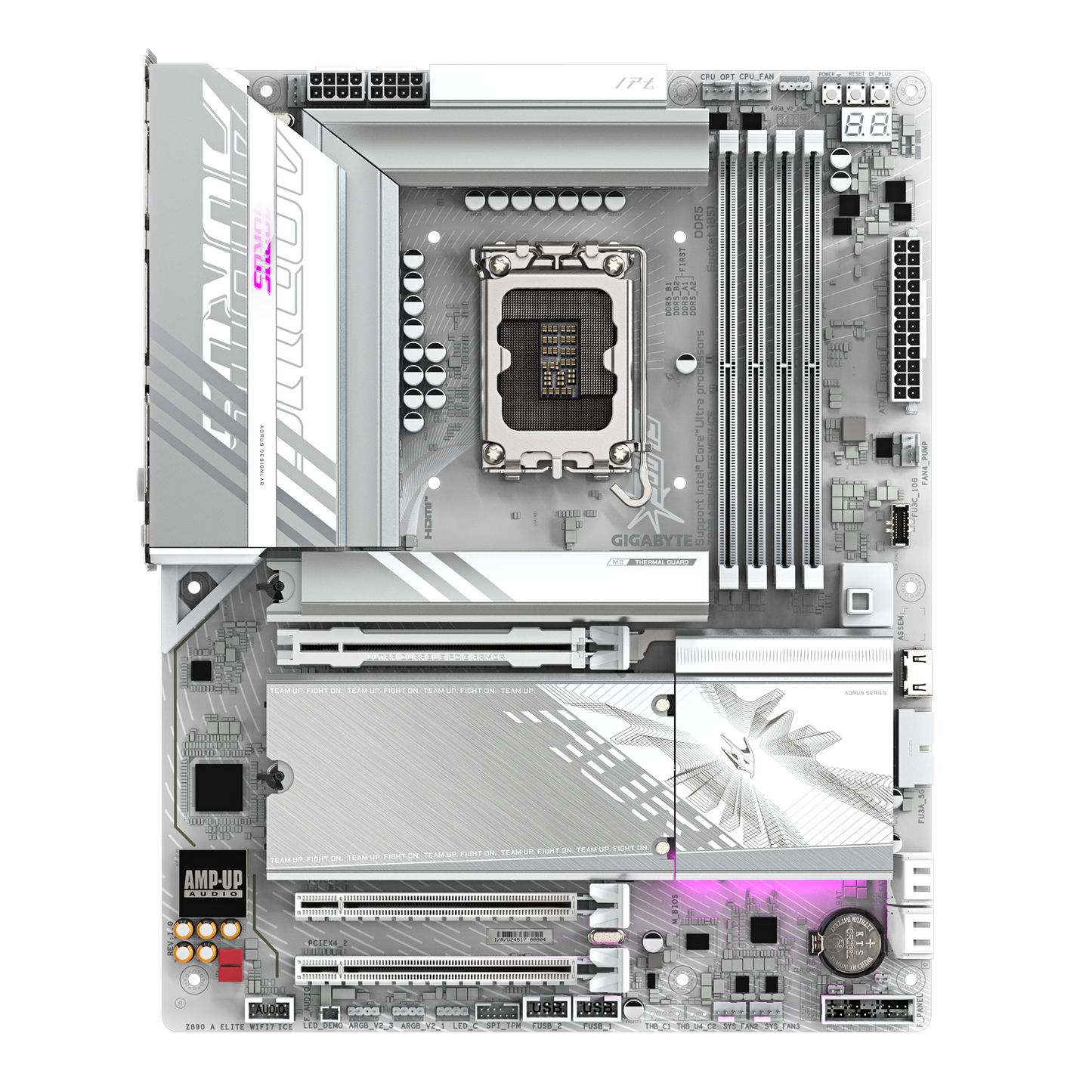 GIGABYTE Z890 AORUS ELITE WIFI7 ICE, Intel Core Ultra (Series 2), LGA 1851/DDR5/PCIe 5.0/4xM.2 - ATX Gaming MotherBoard