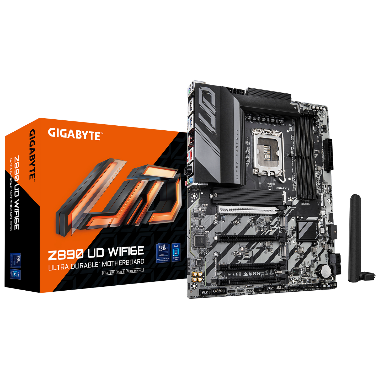 GIGABYTE Z890 UD WIFI6E, Intel Core Ultra (Series 2), LGA 1851/DDR5/PCIe 5.0/3xM.2 - ATX Gaming MotherBoard
