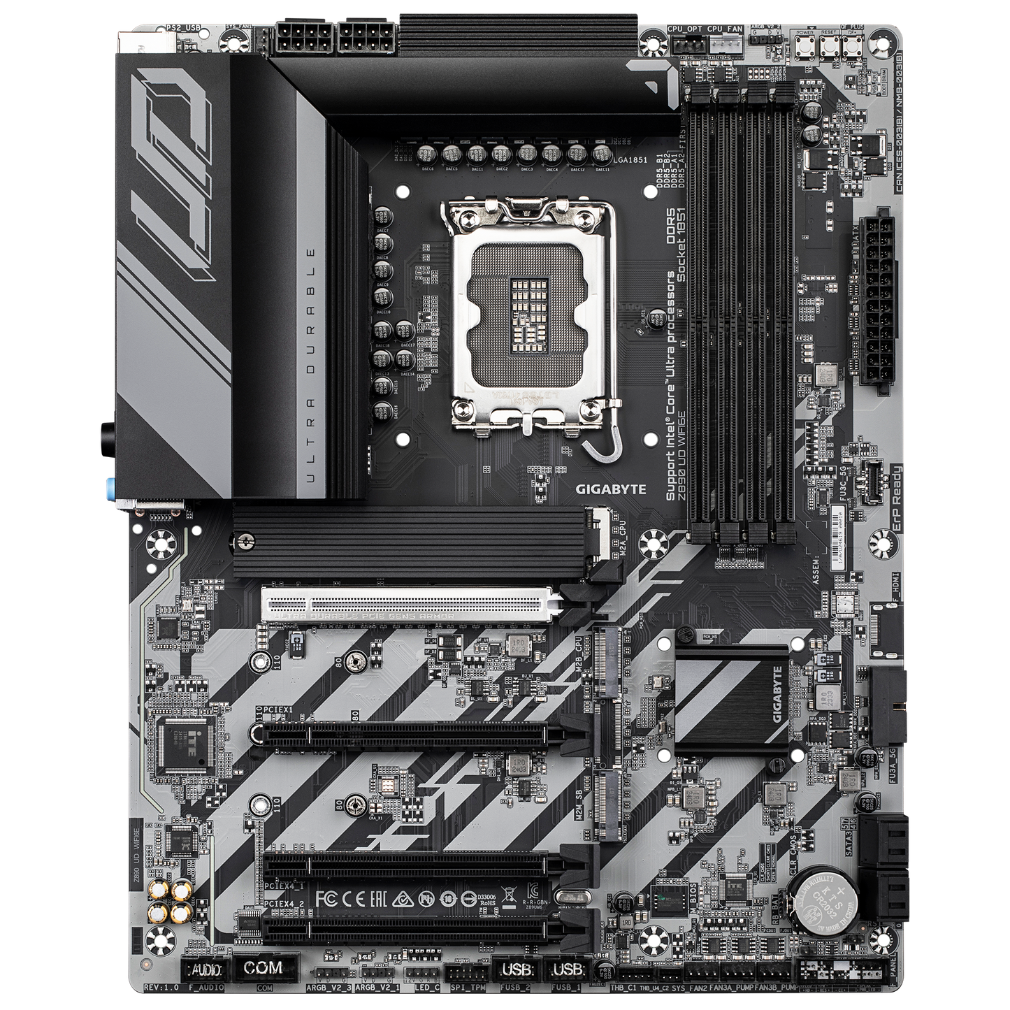 GIGABYTE Z890 UD WIFI6E, Intel Core Ultra (Series 2), LGA 1851/DDR5/PCIe 5.0/3xM.2 - ATX Gaming MotherBoard