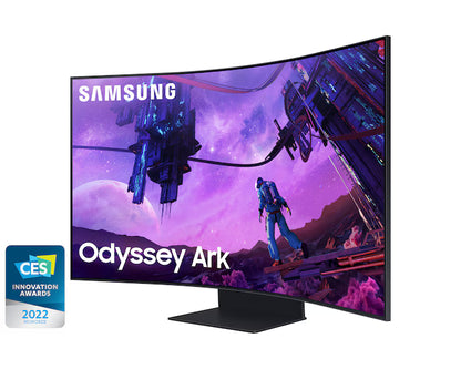 Samsung Odyssey ARK Smart 55" 4K UHD Curved Quantum Matrix Mini-Led, 165Hz 1ms(GTG), HDR 2000, 95% DCI Coverage PRO Colors, FreeSync Premium Pro, w/ Dolby Atmos Speakers & HAS Stand
