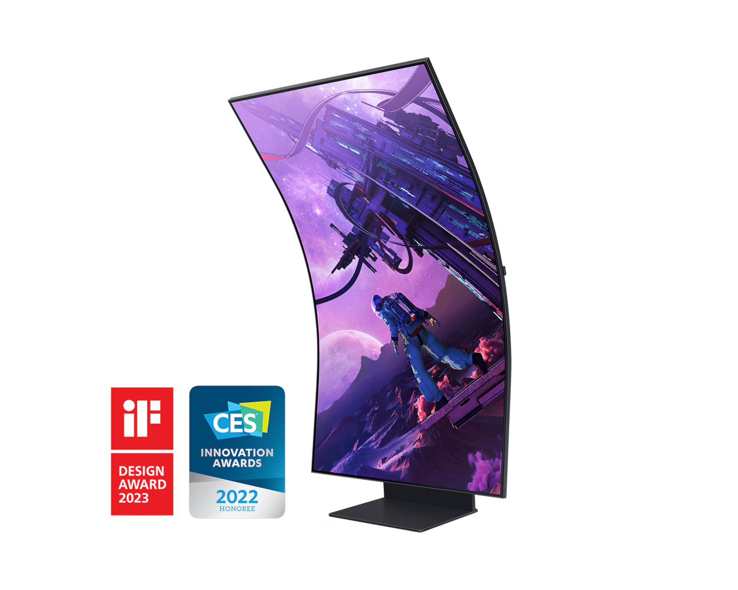 Samsung Odyssey ARK Smart 55" 4K UHD Curved Quantum Matrix Mini-Led, 165Hz 1ms(GTG), HDR 2000, 95% DCI Coverage PRO Colors, FreeSync Premium Pro, w/ Dolby Atmos Speakers & HAS Stand