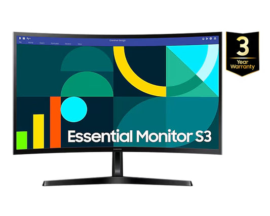 Samsung S3 Essential (D362) 24" Full-HD, VA Curved Monitor, 100Hz, 4MS (GTG), Narrow Border Design, Eye-Care Mode & Flicker Free