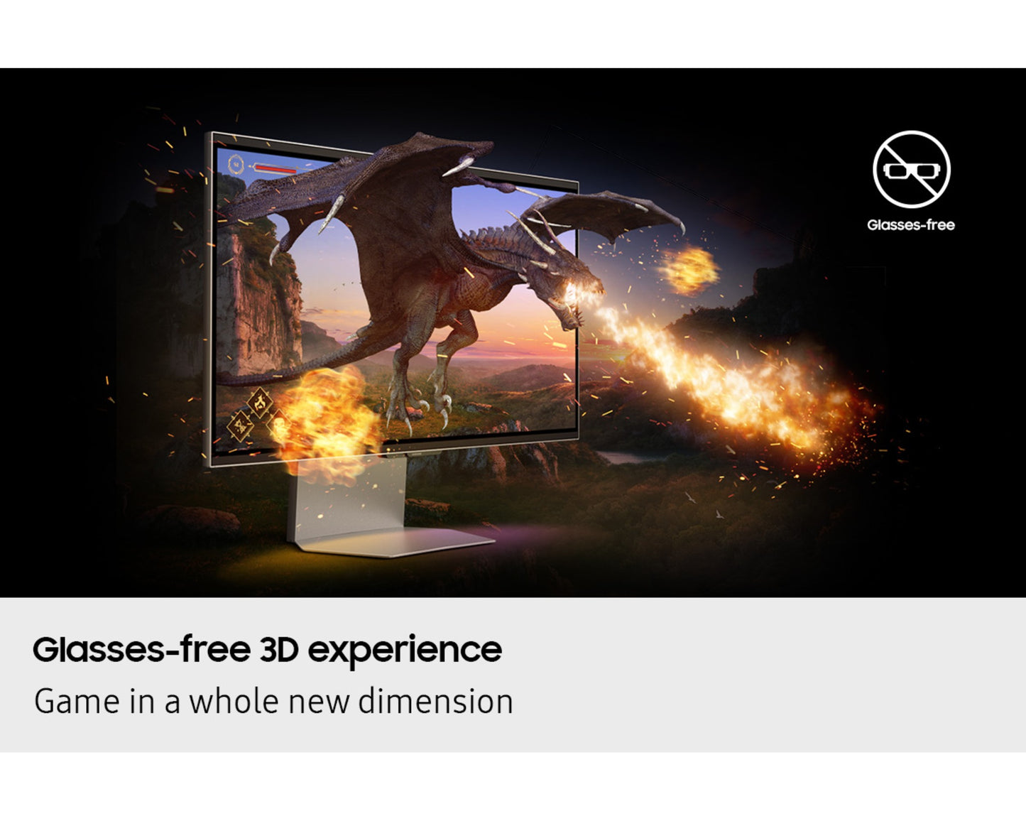 Samsung Odyssey 3D (FG900) 27" Flat Monitor 4K (3840 x 2160) 165Hz, 1ms(GTG), IPS, HDR10+, 99% sRGB, HDMI 2.1, AI 3D Video Conversion, Eye-Tracking Cameras w/ Sleek Metal Design, Ergonomic Stand & Spatial Audio Speakers (Mercury Silver)