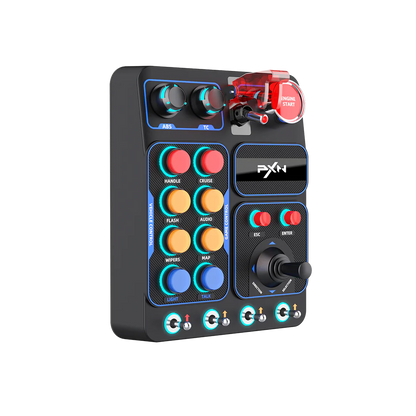 PXN CB1 Gaming Button Box – Sim Drive Control with 19 Buttons (9 Types), 30 Programmable Options, RGB Backlight, USB – Compatible with Windows PC – For Racing, Truck, Farming & Flight Simulators