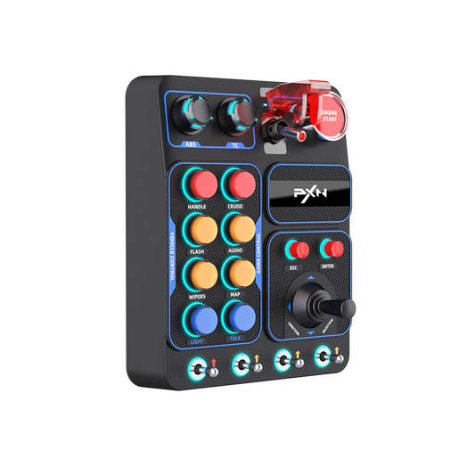 PXN CB1 Gaming Button Box – Sim Drive Control with 19 Buttons (9 Types), 30 Programmable Options, RGB Backlight, USB – Compatible with Windows PC – For Racing, Truck, Farming & Flight Simulators