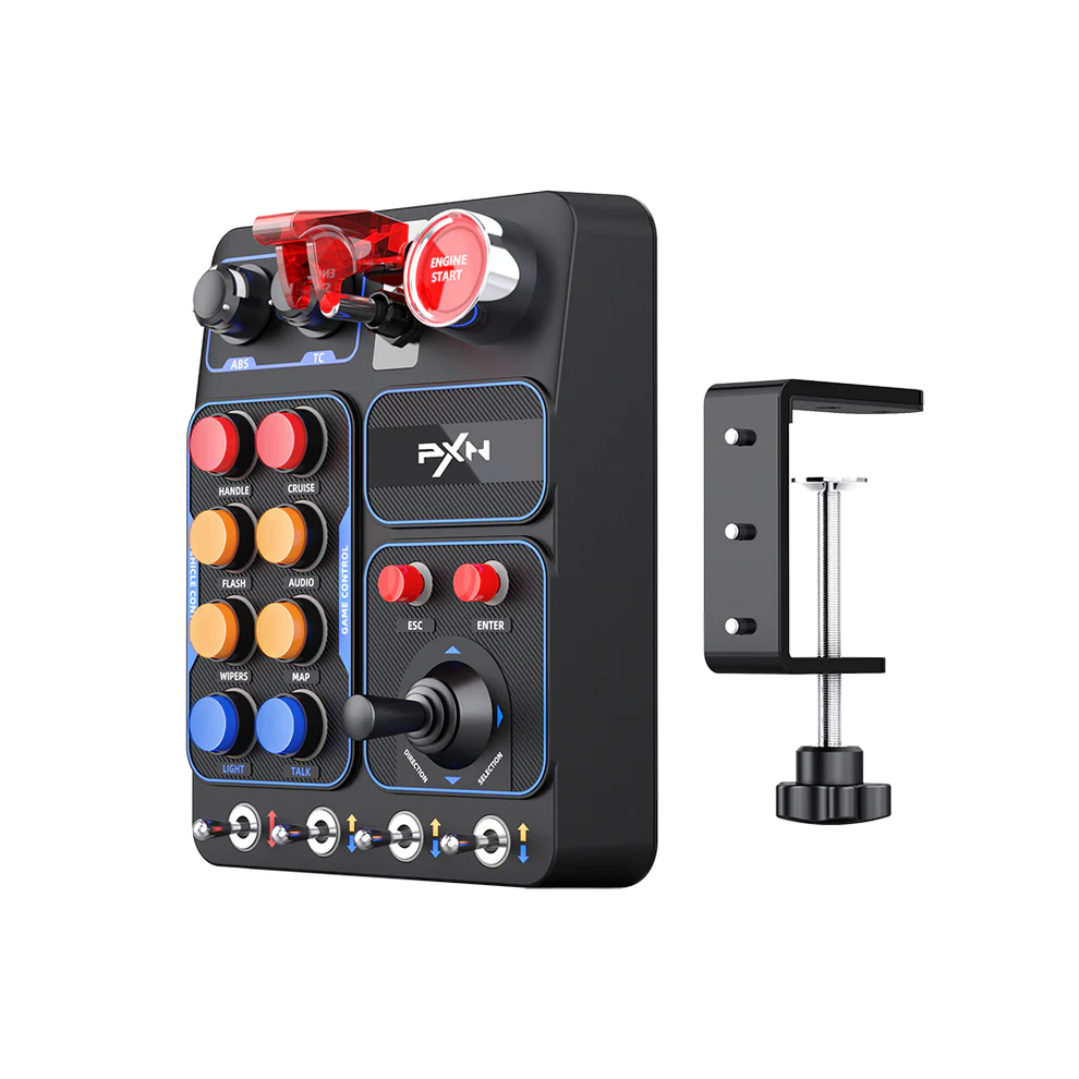 PXN CB1 Gaming Button Box – Sim Drive Control with 19 Buttons (9 Types), 30 Programmable Options, RGB Backlight, USB – Compatible with Windows PC – For Racing, Truck, Farming & Flight Simulators