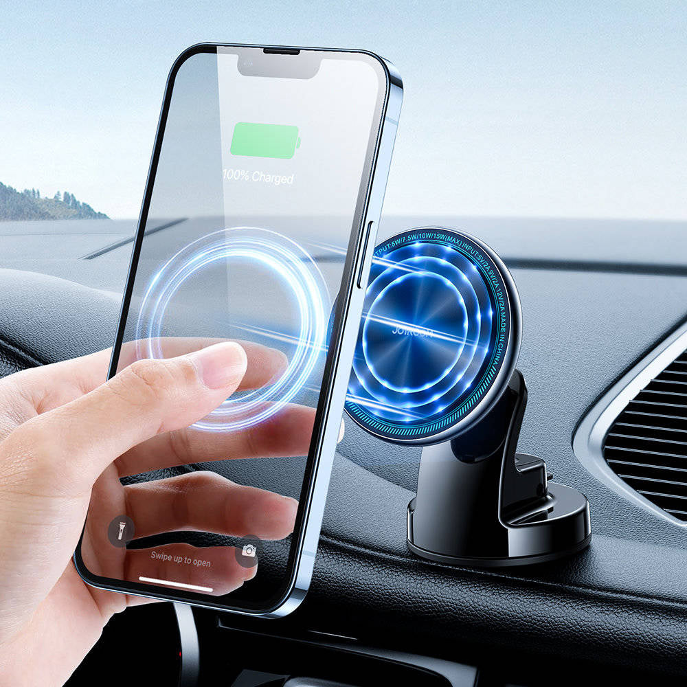 JOYROOM JR-ZS290 Magnetic Wireless Car Charger Holder with LED Letter Ring holder dashboard