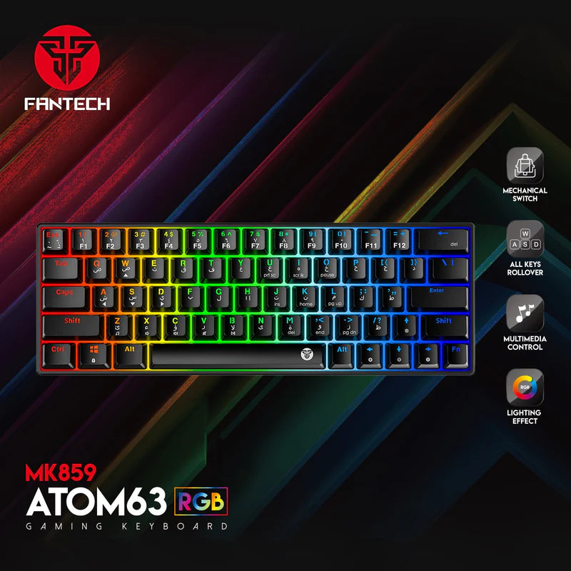 FANTECH Atom63 Mk859 Mechanical Gaming Keyboard Black Blue Switch