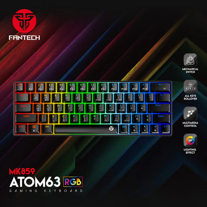 FANTECH Atom63 Mk859 Mechanical Gaming Keyboard Black Blue Switch